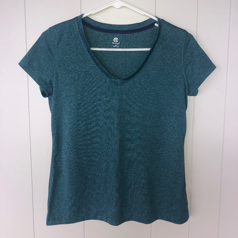 teal short sleeve v-neck dri-fit athletic top